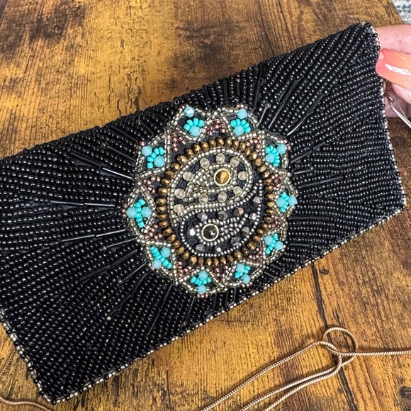 Mary Frances Black Beaded harmony convertible crossbody wallet - Picture 8 of 11